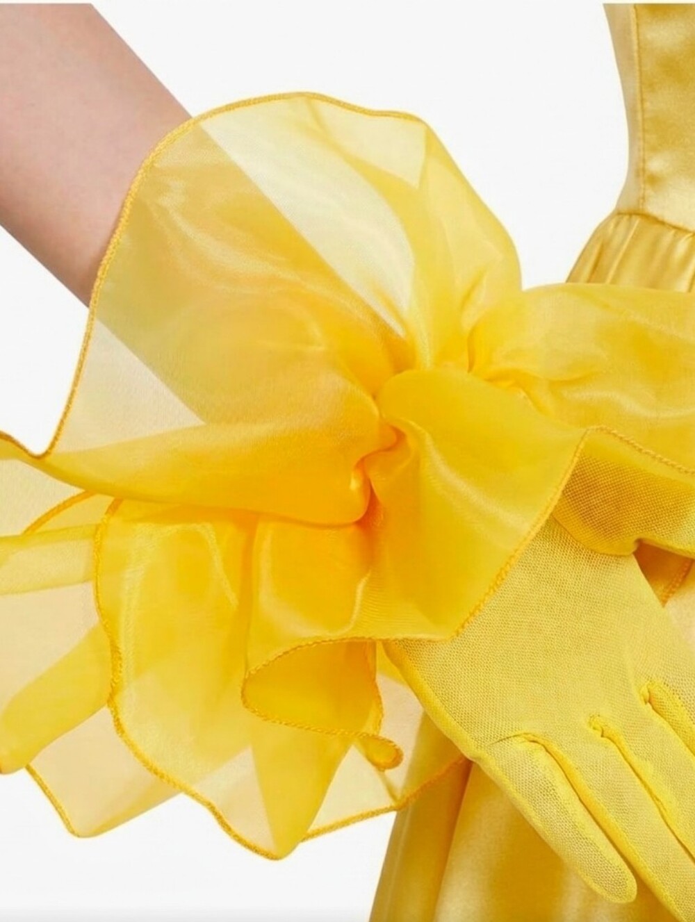 Beloved Millinery Fabulous Yellow  Avant Garde Ruffle Wrist Sheer Gloves